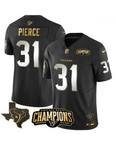Men's Houston Texans #31 Dameon Pierce Black Golden 2023 F.U.S.E. With AFC South Champions Patch And Team Logo Patch Limited Stitched Football Jersey