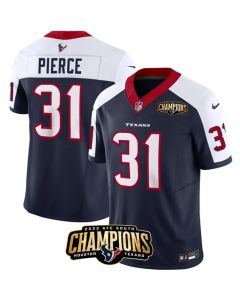 Men's Houston Texans #31 Dameon Pierce Navy/White 2023 F.U.S.E. AFC South Champions Patch Limited Stitched Football Jersey