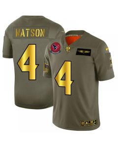 Men's Houston Texans #4 Deshaun Watson 2019 Olive/Gold Salute To Service Limited Stitched NFL Jersey