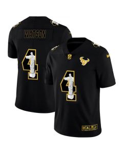 Men's Houston Texans #4 Deshaun Watson 2020 Black Jesus Faith Edition Limited Stitched Jersey