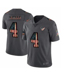 Men's Houston Texans #4 Deshaun Watson Grey 2019 Salute To Service USA Flag Fashion Limited Stitched NFL Jersey