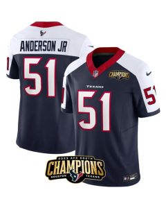 Men's Houston Texans #51 Will Anderson Jr. Navy/White 2023 F.U.S.E. AFC South Champions Patch Limited Stitched Football Jersey