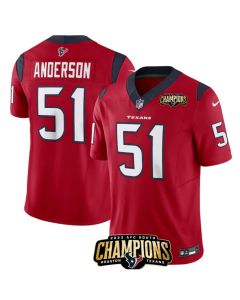 Men's Houston Texans #51 Will Anderson Jr. Red 2023 F.U.S.E. AFC South Champions Patch Vapor Untouchable Limited Stitched Football Jersey