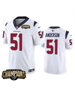 Men's Houston Texans #51 Will Anderson Jr. White 2023 F.U.S.E. AFC South Champions Patch Vapor Untouchable Limited Stitched Football Jersey