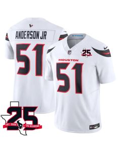 Men's Houston Texans #51 Will Anderson Jr. White 2026 25th Anniversary Patch Vapor F.U.S.E. Limited Jersey (White)