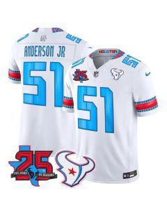 Men's Houston Texans #51 Will Anderson Jr. White 25th Anniversary Patch 'HOUSTON/US' 2026 Rivalries Collection Vapor F.U.S.E. Limited Jersey