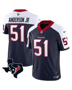 Men's Houston Texans #51 Will Anderson Jr. White/Navy 2023 F.U.S.E. Vapor Untouchable Limited Stitched Football Jersey