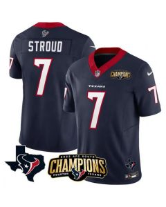 Men's Houston Texans #7 C.J. Stroud Navy 2023 F.U.S.E. AFC South Champions Patch And Team Logo Patch Vapor Untouchable Limited Stitched Football Jersey (Navy)