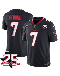 Men's Houston Texans #7 C.J. Stroud Navy 2nd Alternate 2026 With 25th Anniversary Patch And 4-Star C Patch Vapor F.U.S.E. Limited Jersey