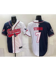 Men's Houston Texans #7 C.J. Stroud Navy Split With Patch Cool Base Jersey