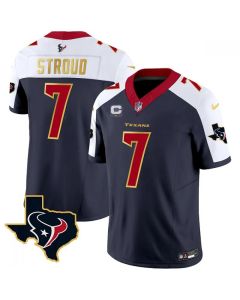 Men's Houston Texans #7 C.J. Stroud Navy/White 2023 F.U.S.E. With 1-Star C And Team Logo Patch Limited Stitched Football Jersey