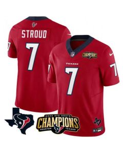 Men's Houston Texans #7 C.J. Stroud Red 2023 F.U.S.E. AFC South Champions Patch And Team Logo Patch Vapor Untouchable Limited Stitched Football Jersey