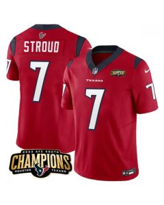 Men's Houston Texans #7 C.J. Stroud Red 2023 F.U.S.E. AFC South Champions Patch Vapor Untouchable Limited Stitched Football Jersey