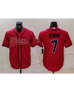 Men's Houston Texans #7 C.J. Stroud Red With Patch Cool Base Stitched Baseball Jersey (Red)