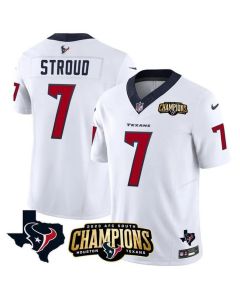 Men's Houston Texans #7 C.J. Stroud White 2023 F.U.S.E. AFC South Champions Patch And Team Logo Patch Vapor Untouchable Limited Stitched Football Jersey