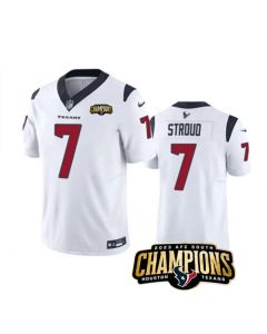 Men's Houston Texans #7 C.J. Stroud White 2023 F.U.S.E. AFC South Champions Patch Vapor Untouchable Limited Stitched Football Jersey