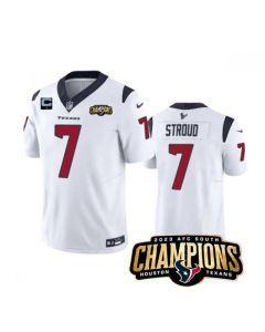 Men's Houston Texans #7 C.J. Stroud White 2023 F.U.S.E. With 1-Star C Patch And AFC South Champions Patch Vapor Untouchable Limited Stitched Football Jersey