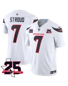 Men's Houston Texans #7 C.J. Stroud White 2026 With 25th Anniversary Patch And 4-Star C Patch Vapor F.U.S.E. Limited Jersey