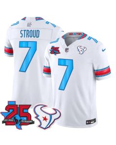 Men's Houston Texans #7 C.J. Stroud White 25th Anniversary Patch 'HOUSTON/US' 2026 Rivalries Collection Vapor F.U.S.E. Limited Jersey (White)