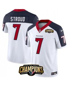 Men's Houston Texans #7 C.J. Stroud White/Navy 2023 F.U.S.E. AFC South Champions Patch Limited Stitched Football Jersey