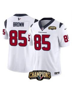 Men's Houston Texans #85 Noah Brown White 2023 F.U.S.E. AFC South Champions Patch Vapor Untouchable Limited Stitched Football Jersey