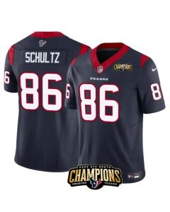 Men's Houston Texans #86 Dalton Schultz Navy 2023 F.U.S.E. AFC South Champions Patch Vapor Untouchable Limited Stitched Football Jersey