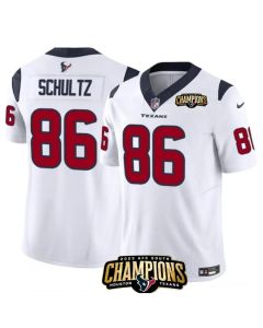 Men's Houston Texans #86 Dalton Schultz White 2023 F.U.S.E. AFC South Champions Patch Vapor Untouchable Limited Stitched Football Jersey