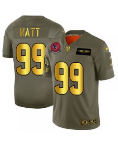 Men's Houston Texans #99 J.J. Watt Black 2019 Olive/Gold Salute To Service Limited Stitched NFL Jersey
