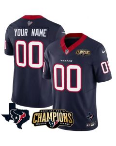 Men's Houston Texans Active Player Custom Navy 2023 F.U.S.E. AFC South Champions Patch And Team Logo Patch Limited Stitched Football Jersey