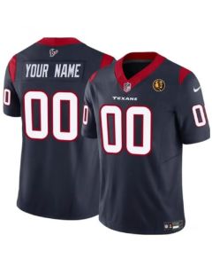 Men's Houston Texans Active Player Custom Navy 2023 F.U.S.E. With John Madden Patch Vapor Limited Stitched Football Jersey