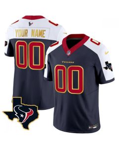Men's Houston Texans Active Player Custom Navy/White 2023 F.U.S.E. With Team Logo Patch Limited Stitched Football Jersey