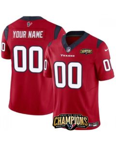 Men's Houston Texans Active Player Custom Red 2023 F.U.S.E. AFC South Champions Patch Vapor Limited Stitched Football Jersey