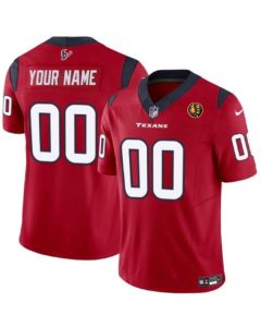 Men's Houston Texans Active Player Custom Red 2023 F.U.S.E. With John Madden Patch Vapor Limited Stitched Football Jersey