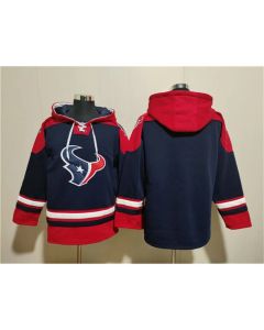 Men's Houston Texans Blank Navy Ageless Must-Have Lace-Up Pullover Hoodie