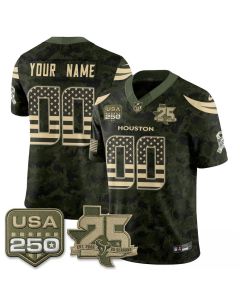 Men's Houston Texans Camo 2026 Salute to Service Edition Vapor F.U.S.E. Limited Custom Jersey (Style 5)