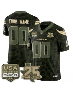 Men's Houston Texans Camo 2026 Salute to Service Edition Vapor F.U.S.E. Limited Custom Jersey