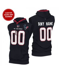 Men's Houston Texans Customized Navy Limited Edition Sleeveless Hoodie