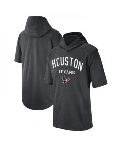 Men's Houston Texans Heathered Charcoal Sideline Training Hoodie Performance T-Shirt
