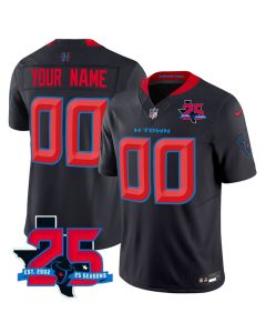 Men's Houston Texans Navy 2026 25th Anniversary Patch 2nd Alternate Vapor F.U.S.E. Limited Custom Jersey