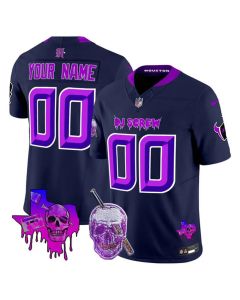Men's Houston Texans Navy 2026 DJ Screw Vapor F.U.S.E. Limited Custom Jersey
