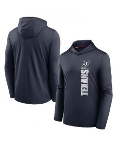 Men's Houston Texans Navy Fan Gear Team Stack Hoodie Performance Long Sleeve T-Shirt