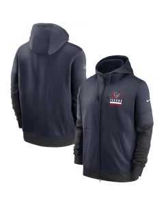 Men's Houston Texans Navy Sideline Impact Lockup Performance Full-Zip Hoodie