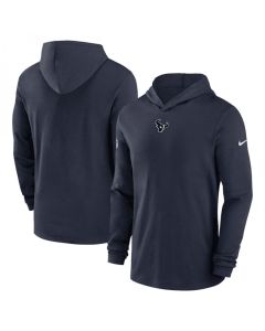 Men's Houston Texans Navy Sideline Performance Long Sleeve Hoodie T-Shirt