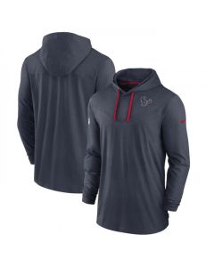 Men's Houston Texans Navy Sideline Pop Performance Pullover Long Sleeve Hoodie T-Shirt