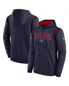 Men's Houston Texans Navy Sideline Stack Performance Pullover Hoodie 001