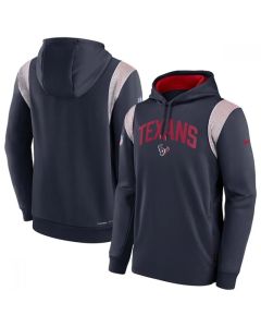 Men's Houston Texans Navy Sideline Stack Performance Pullover Hoodie 002