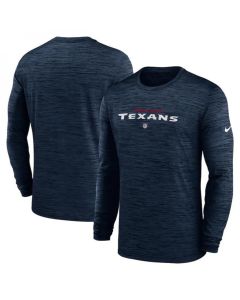 Men's Houston Texans Navy Sideline Team Velocity Performance Long Sleeve T-Shirt