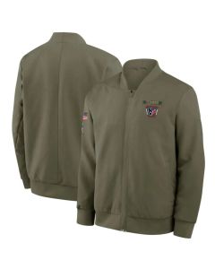 Men's Houston Texans Olive 2025 Salute to Service Sideline Full-Zip Bomber Jacket