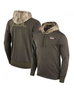 Men's Houston Texans Olive Salute to Service Sideline Therma Pullover Hoodie