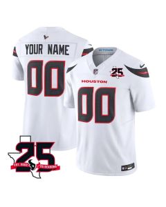Men's Houston Texans White 2026 25th Anniversary Patch Vapor F.U.S.E. Limited Custom Jersey (White)